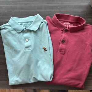2Pack Men’s Abercrombie & Fitch Polos Short Sleeve - Large, Red,Blue